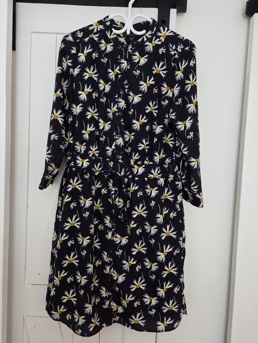 Banana Republic Navy Floral Button-Front Dress with Tie Waist (M)